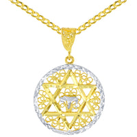 Load image into Gallery viewer, 14k Yellow Gold Star of David Pendant Cuban Necklace
