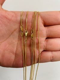 Load image into Gallery viewer, Solid 14k Yellow Gold 1mm Diamond-Cut Franco Chain Necklace with Lobster Claw Clasp
