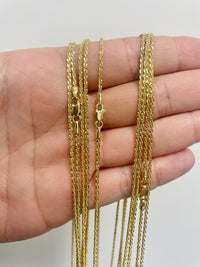 Load image into Gallery viewer, Solid 14k Yellow Gold 1.5mm D/C Sparkle Rock Rope Chain Necklace with Lobster Claw Clasp (Diamond-Cut)
