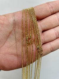 Load image into Gallery viewer, Solid 14k Yellow Gold Thin 1.2mm Textured Round Bead Chain Necklace with Lobster Claw Clasp (Diamond-Cut)
