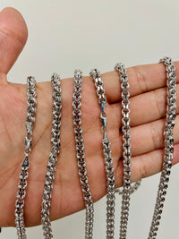 Load image into Gallery viewer, 14k White Gold 4.5mm Interlink Hollow Huggie Fancy Franco Link Chain Necklace with Lobster Claw Clasp ( Diamond-Cut)
