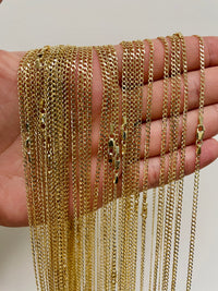 Load image into Gallery viewer, Solid 14K Yellow Gold 2mm Concave Link Curb Cuban Chain Necklace with Lobster Claw Clasp (Diamond-Cut)
