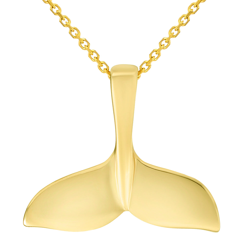 Gold Classic Whale Tail Pendant Necklace