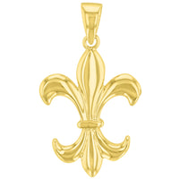 Load image into Gallery viewer, Solid 14K Yellow Gold Simple Fleur de Lis Charm Pendant
