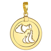 Load image into Gallery viewer, 14K Yellow Gold Reversible Round Aquarius Zodiac Sign Pendant with Figaro Chain Necklace
