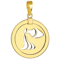 Load image into Gallery viewer, 14K Yellow Gold Reversible Round Aquarius Zodiac Sign Pendant Necklace
