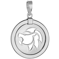 Load image into Gallery viewer, 14k White Gold Round Leo Zodiac Sign Lion Animal Medallion Pendant

