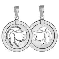 Load image into Gallery viewer, 14k White Gold Round Leo Zodiac Sign Lion Animal Medallion Pendant
