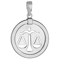Load image into Gallery viewer, 14k White Gold Round Libra Zodiac Sign Scale Medallion Pendant - Front
