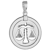 Load image into Gallery viewer, 14k White Gold Round Libra Zodiac Sign Scale Medallion Pendant - Back
