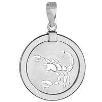 Load image into Gallery viewer, 14k White Gold Round Scorpion Scorpio Zodiac Sign Medallion Pendant
