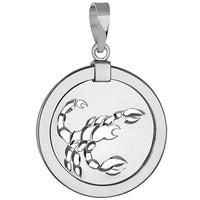 Load image into Gallery viewer, 14k White Gold Round Scorpion Scorpio Zodiac Sign Medallion Pendant
