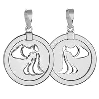 Load image into Gallery viewer, 14k White Gold Round Aquarius Zodiac Sign Medallion Pendant

