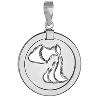 Load image into Gallery viewer, 14k White Gold Round Aquarius Zodiac Sign Medallion Pendant
