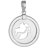 Load image into Gallery viewer, 14k White Gold Round Capricorn Zodiac Sign Sea-Goat Animal Medallion Pendant
