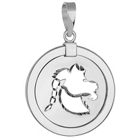 Load image into Gallery viewer, 14k White Gold Round Capricorn Zodiac Sign Sea-Goat Animal Medallion Pendant
