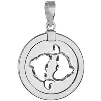 Load image into Gallery viewer, 14k White Gold Round Pisces Zodiac Sign Fish Animal Medallion Pendant
