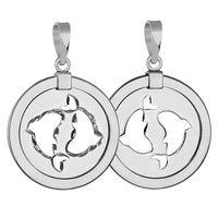 Load image into Gallery viewer, 14k White Gold Round Pisces Zodiac Sign Fish Animal Medallion Pendant
