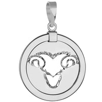 Load image into Gallery viewer, 14k White Gold Round Aries Ram Zodiac Sign Animal Pendant
