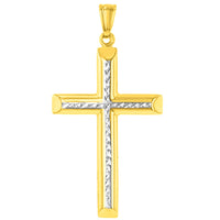 Load image into Gallery viewer, 14K Yellow Gold Textured Cross Pendant Necklace
