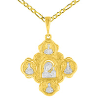 Load image into Gallery viewer, Gold Jesus Cross Pendant Figaro Necklace
