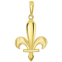 Load image into Gallery viewer, 14k Yellow Gold Fleur-de-Lis Symbol Pendant with Cuban Curb Chain Necklace
