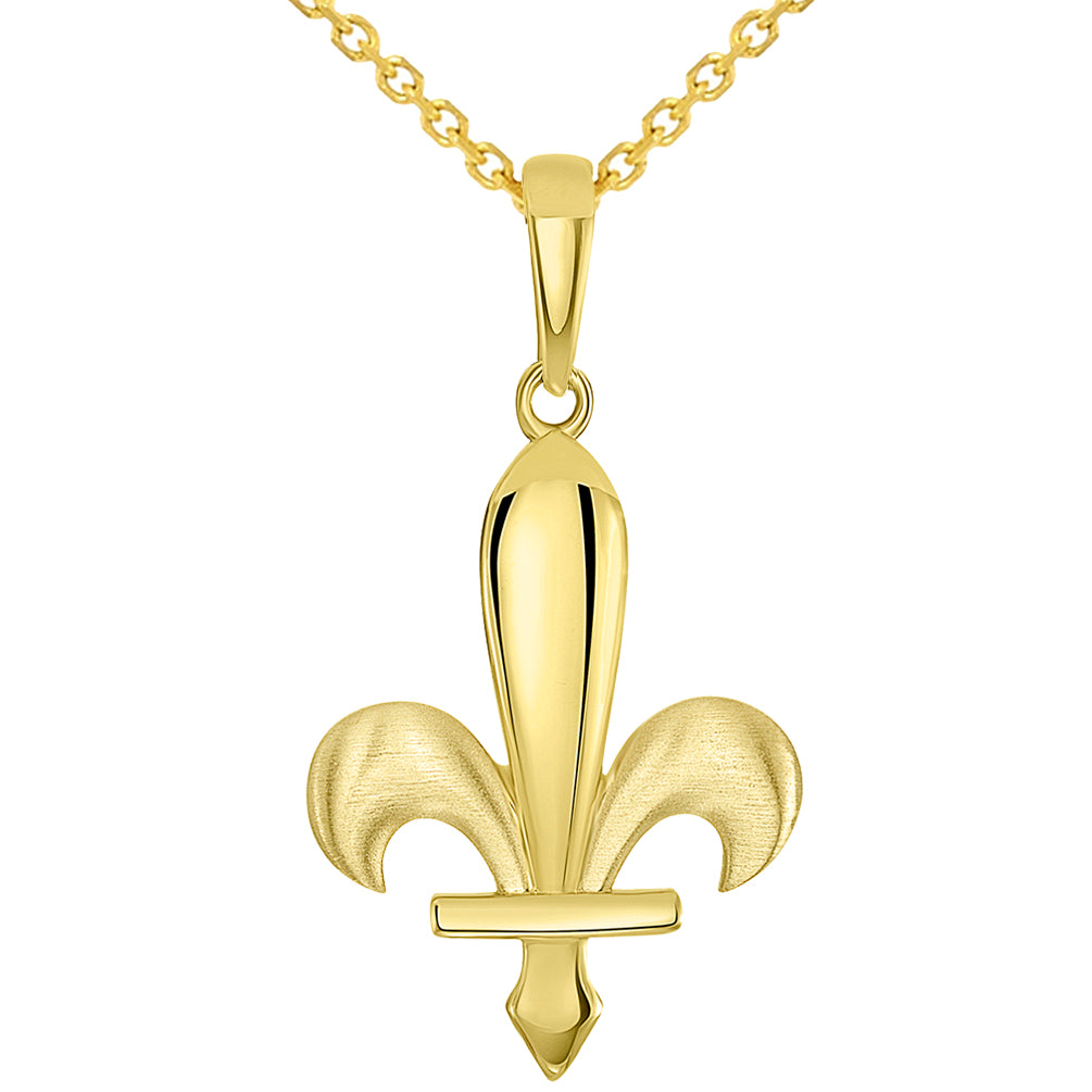 14k Yellow Gold Fleur-de-Lis Symbol Pendant Necklace