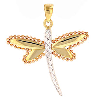 Load image into Gallery viewer, 14K Yellow Gold and Rose Gold Milgrain Dragonfly Pendant Necklace
