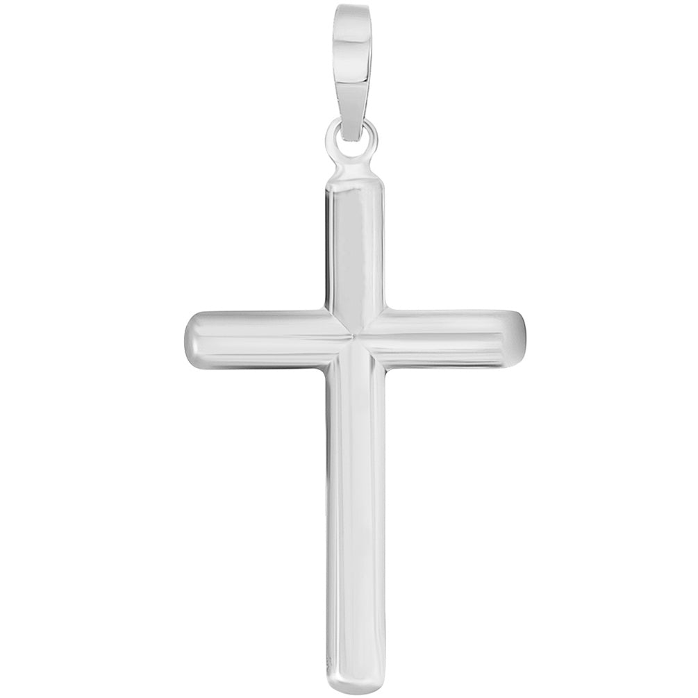 religious plain cross pendant white gold