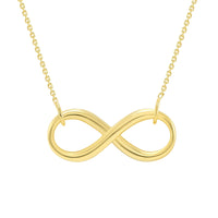 Load image into Gallery viewer, Solid 14k Yellow Gold 2.5mm Thick Infinity Love Eternity Necklace with Lobster Claw Clasp (16&quot; to 18&quot; Adjustable Chain)
