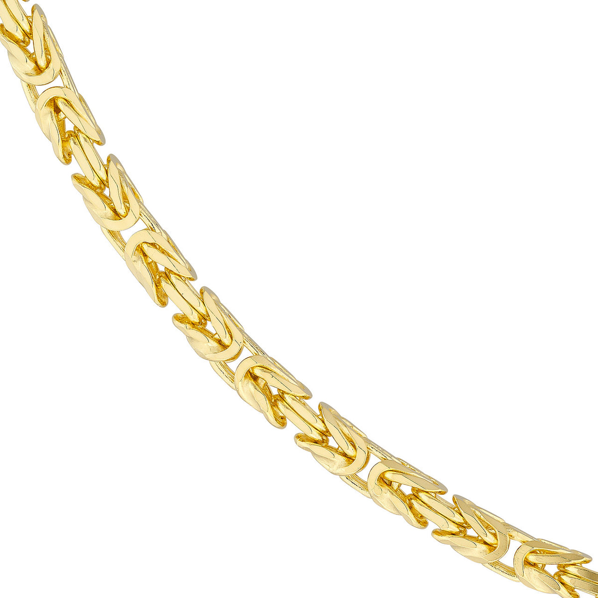14K Yellow Gold 4.1mm Square Beveled Byzantine Chain Necklace