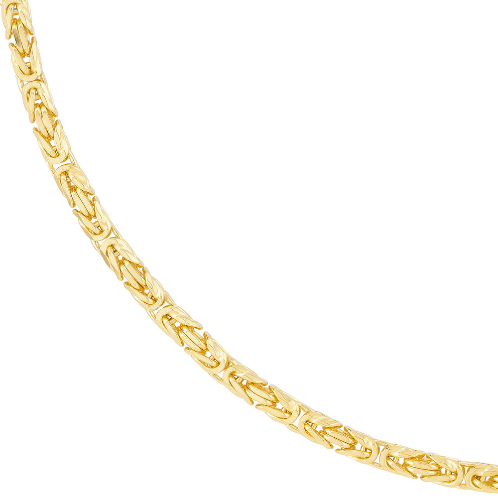 14K Yellow Gold 2.7mm Square Beveled Byzantine Chain Necklace