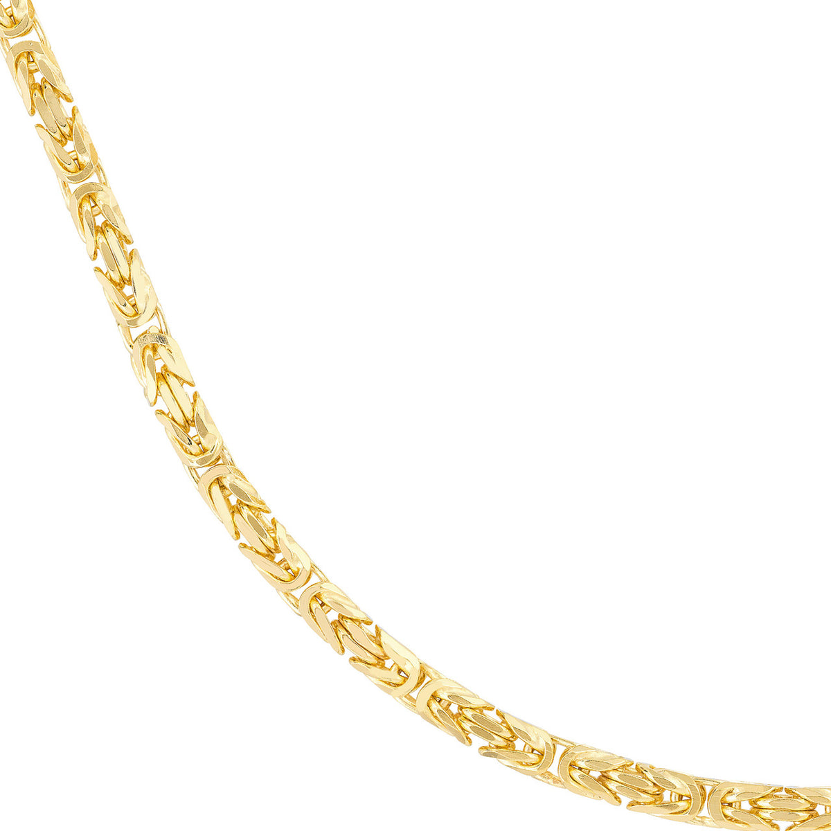 14K Yellow Gold 3.50mm Square Beveled Byzantine Chain Necklace