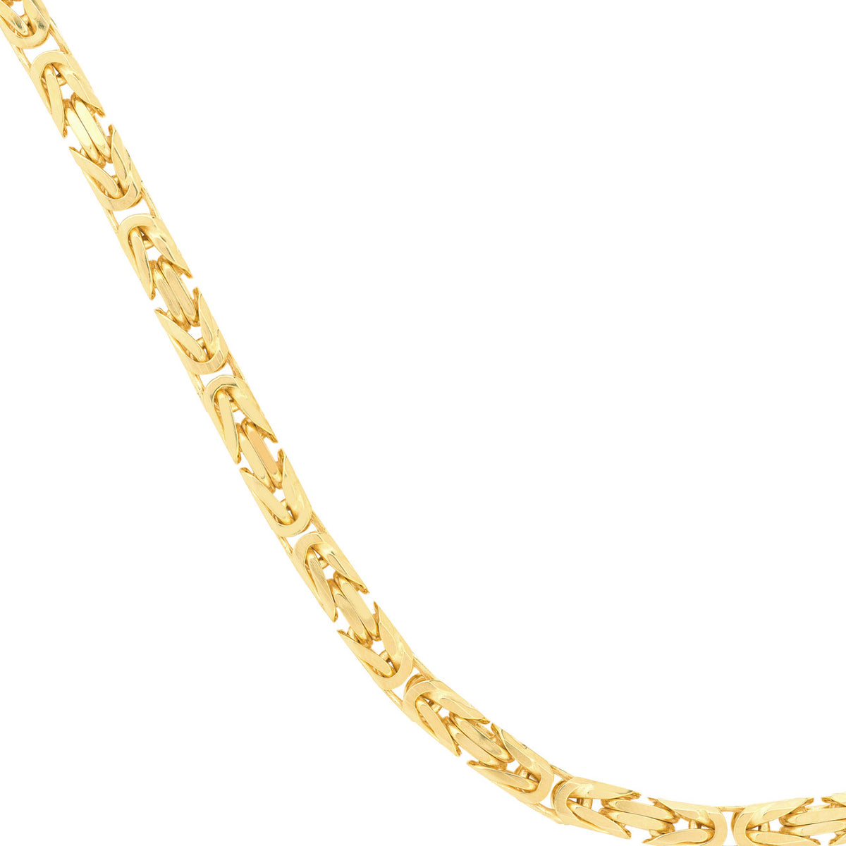 Solid 14K Yellow Gold 5.20mm Square Beveled Byzantine Chain Necklace