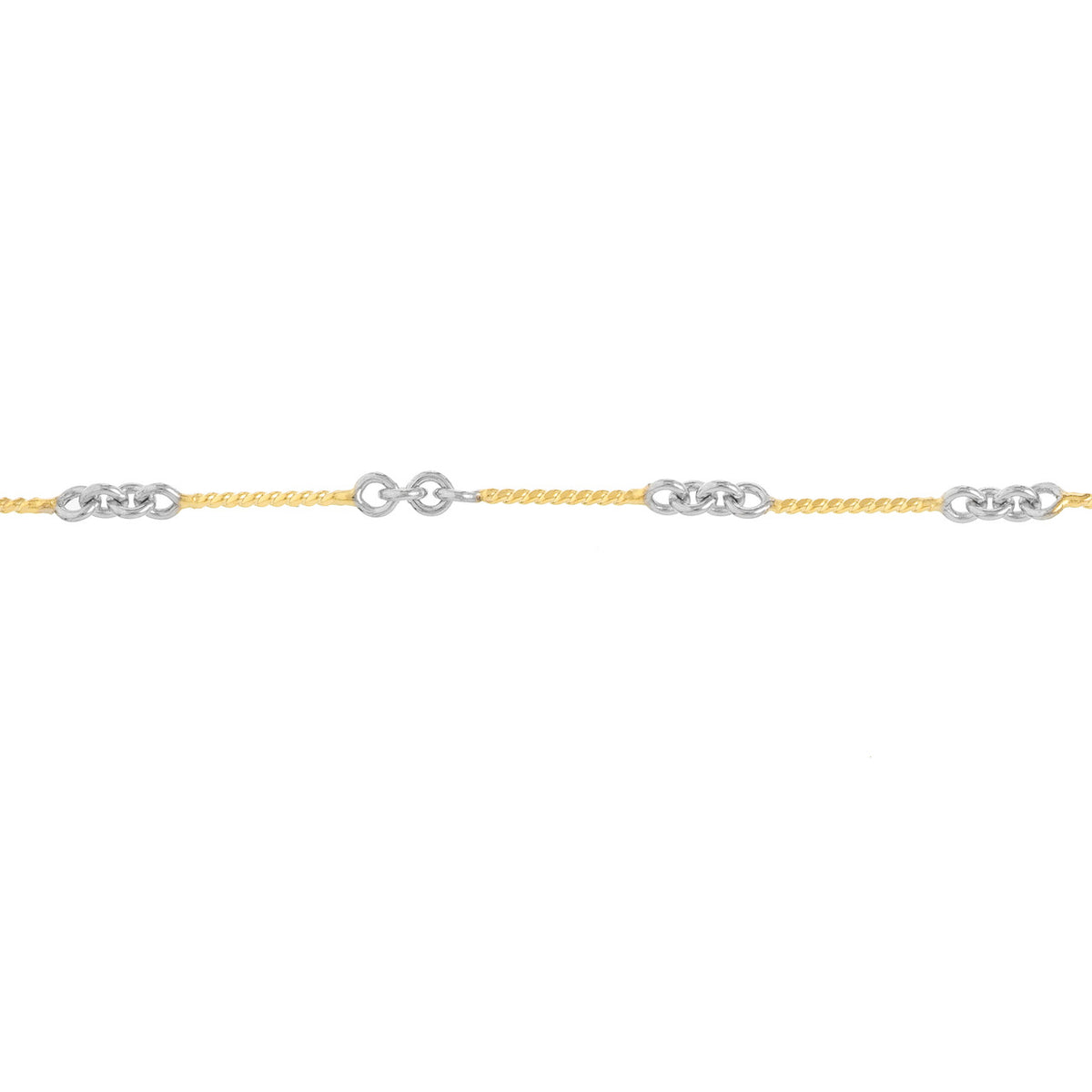 14K Yellow White Gold 0.8mm Two-Tone Designer Twist Chain Necklace with Lobster Lock