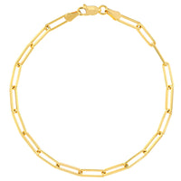 Load image into Gallery viewer, Solid 14K Gold 3.8mm Long Paperclip Link Chain Bracelet with Lobster Lock, 8&quot;
