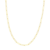 Load image into Gallery viewer, Solid 14K Gold 3.6mm Paper Clip Chain Necklace with Pear Lock
