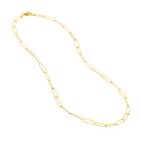 Load image into Gallery viewer, Solid 14K Gold 3.6mm Paper Clip Chain Necklace with Pear Lock
