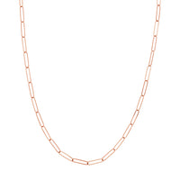 Load image into Gallery viewer, Solid 14K Gold 3.6mm Paper Clip Chain Necklace with Pear Lock
