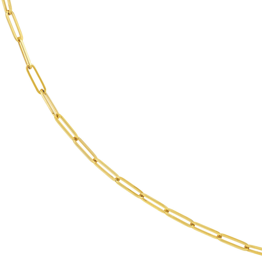 Solid 14K Yellow Gold 5.10mm Designer Long Link Chain Necklace