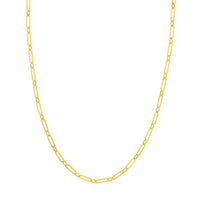 Load image into Gallery viewer, 14K Yellow Gold Hollow 1+1 Paper Clip Chain Necklace with Lobster Lock
