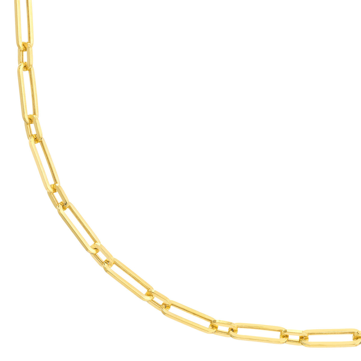 14K Yellow Gold Hollow 1+1 Paper Clip Chain Necklace with Lobster Lock