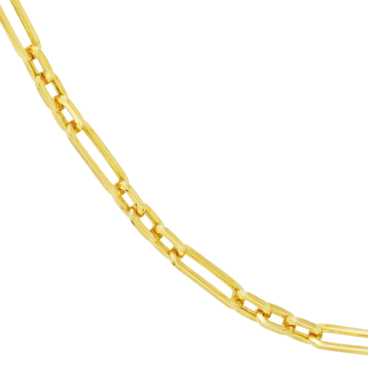 Hollow 14K Yellow Gold 3+1 Paperclip Chain 3.9 mm Small and