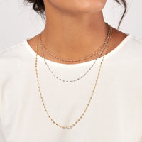 Load image into Gallery viewer, 14K Yellow Gold Cable Chain Necklaces with 2.5mm D/C Bead Stations
