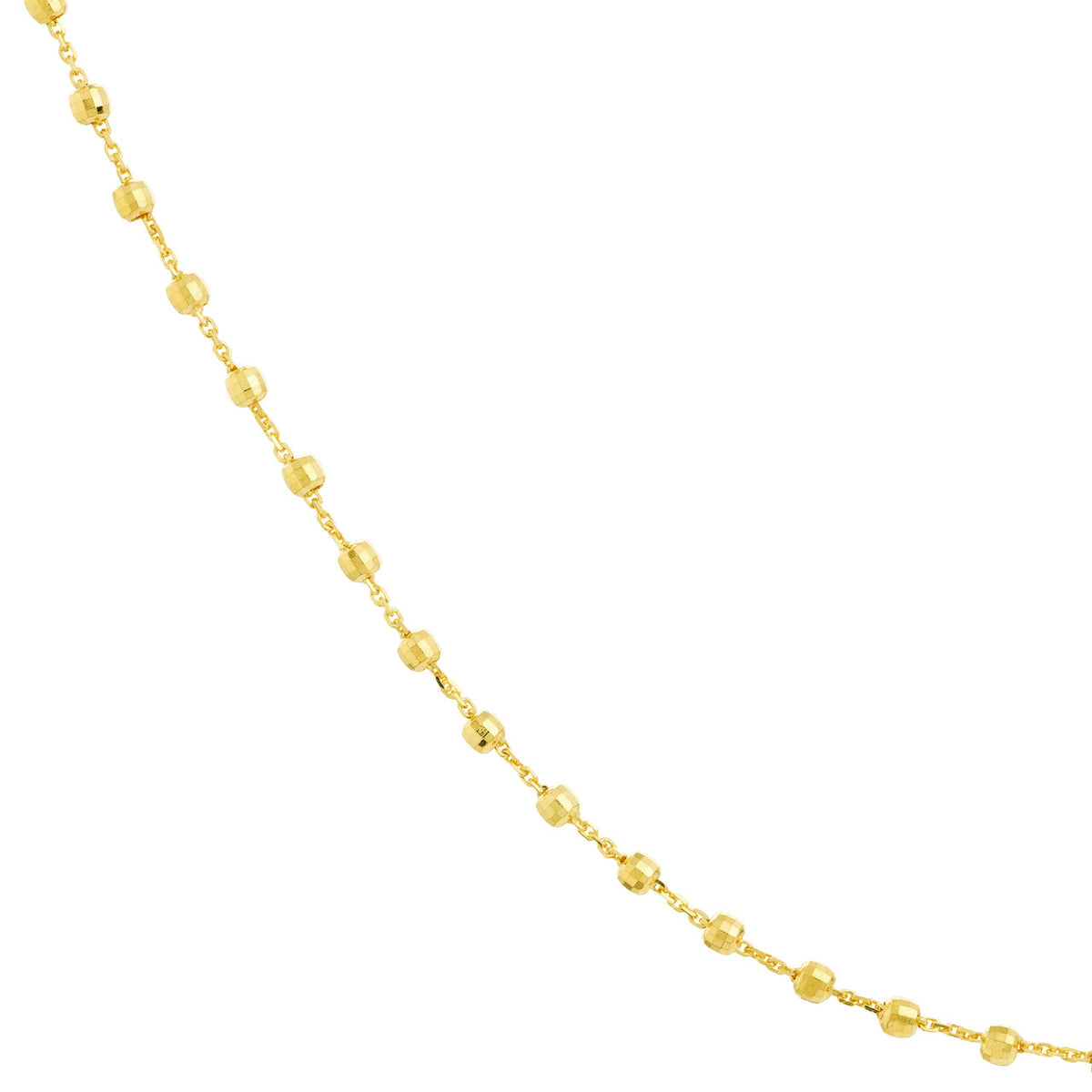 14K Yellow Gold Cable Chain Necklaces with 2.5mm D/C Bead Stations