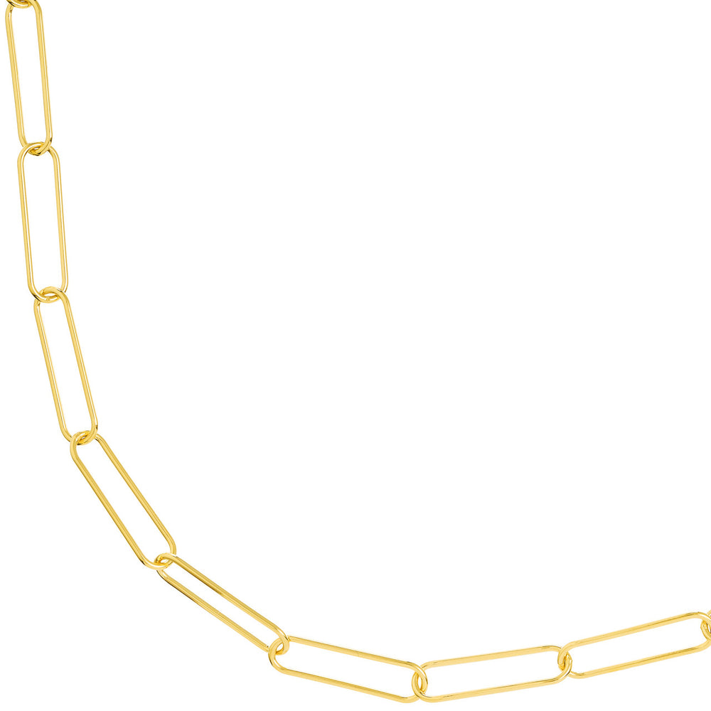14K Yellow Gold Round Wire Paper Clip Chain Necklace