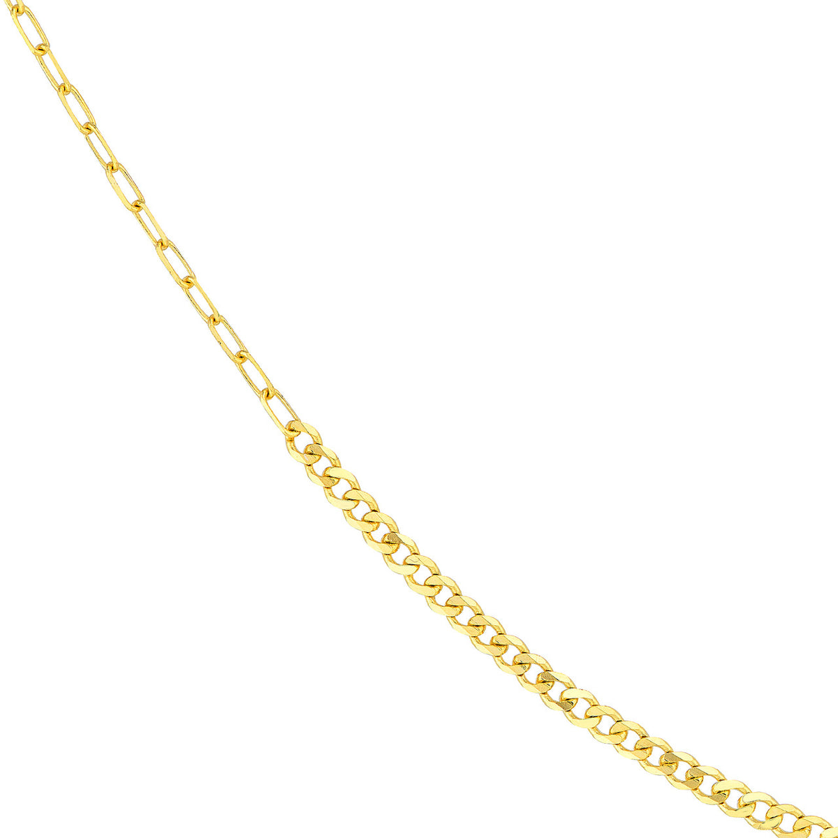 14K Yellow Gold Paper Clip Curb Chain Necklace