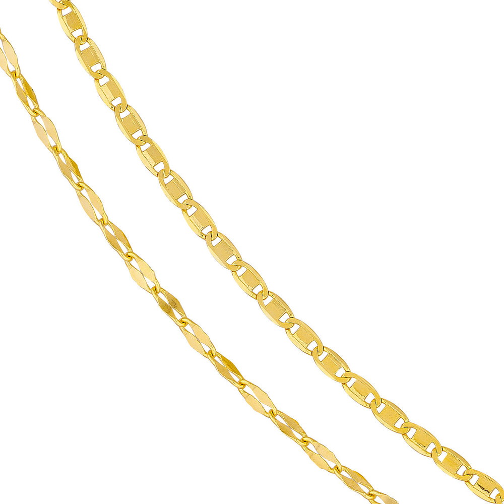 14K Yellow Gold Valentino and Hammered Forzentina Chain Necklace with Lobster Lock