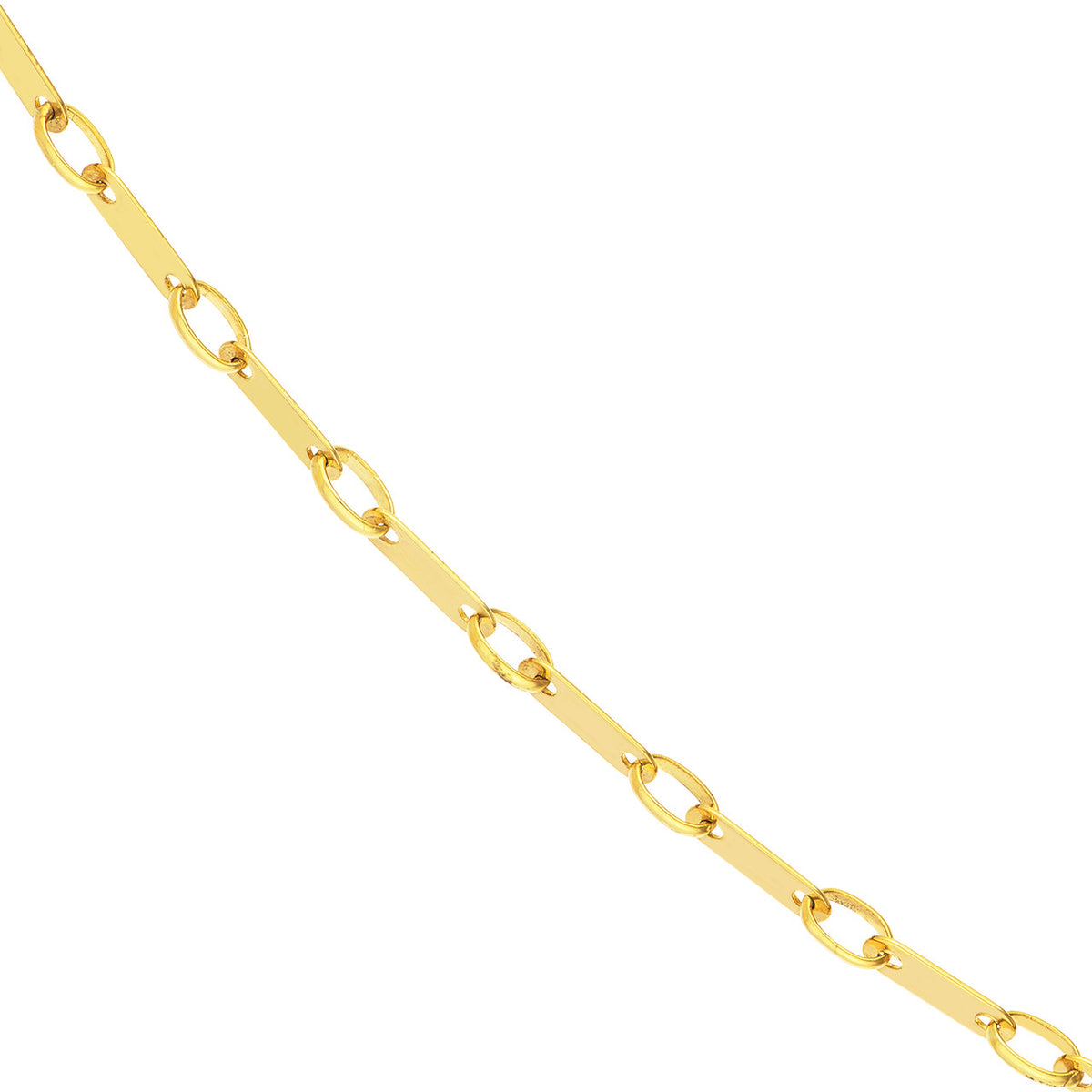 14K Yellow Gold 1.85 mm Handmade Flat Link Chain Necklace