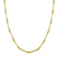 Load image into Gallery viewer, 14K Yellow Gold 3+1 Hollow Fancy Rounded Paper Clip Chain Necklace with Pear Shape Lock
